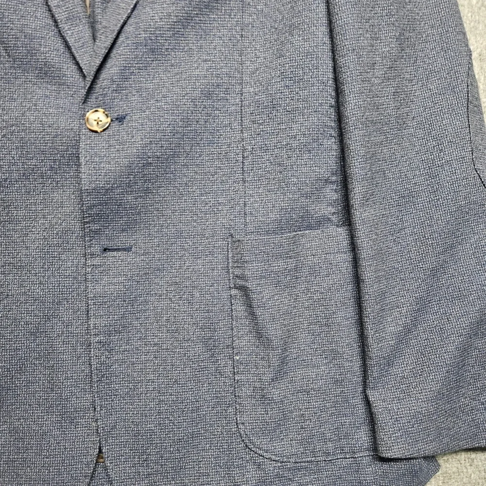 Joseph Abboud Sport Coat Mens Large Blue Textured Cotton Blazer Unstructured